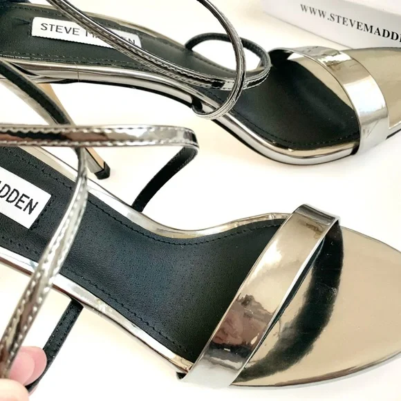 STEVE MADDEN STRAPPY HEELS - FELIZ PEWTER SIZE 8.5 - Picture 6 of 11